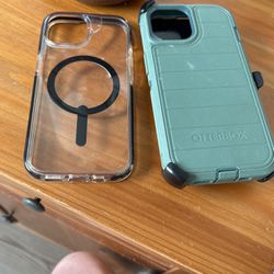brand New Otterbox Cases Defender Pro With Clip And The Clear One Is A Magnet Charger. It Fits iPhone 13 14 And 15