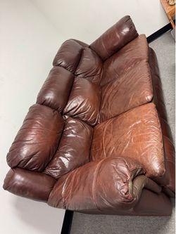 Brown Genuine Leather Reclining Sofa