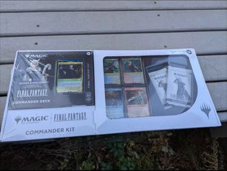 Magic the Gathering Final Fantasy Commander Kit - comes with two boosters and 4 additional cards.