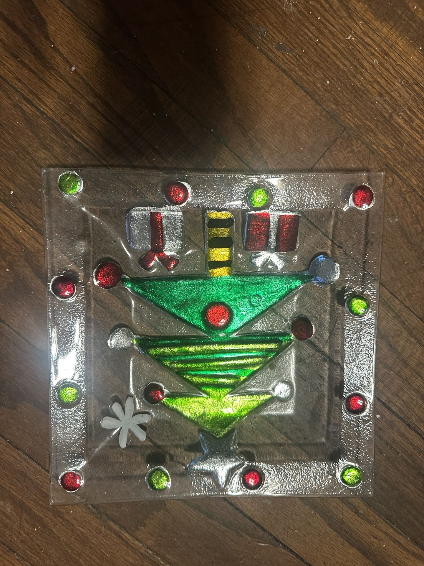 Vintage Glass Christmas Plate