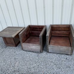 OUTDOOR WOODEN CHAIRS WITH TABLE
