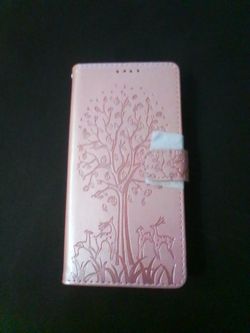 Asuwish Tree Cat Leather Flip Card Wallet Phone Case Samsung Note 5 Rose Gold