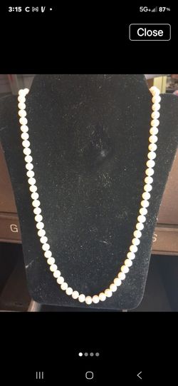 GENUINE VINTAGE JAPANESE AKOYA PINK CULTURED PEARLS WITH 585/14K GOLD INFINITY CLASP