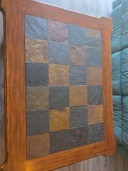 Real wood coffee table with side table