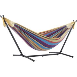 Cotton Hammock with Space Saving Steel Stand