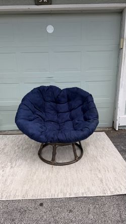 International Caravan Furniture Piece 42-Inch Rattan Papasan Chair with Solid Twill Cushion