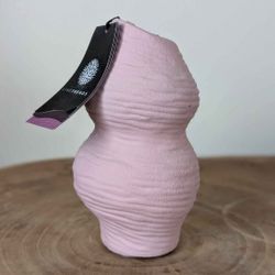 Cute Pink Terracotta Organic Shaped Vase Boho Vase for Airplants or Dried Flowers 6" Tall