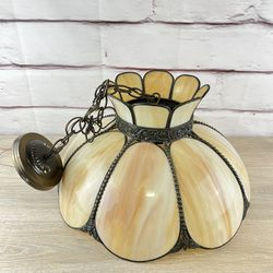 Vintage Stained Glass Tulip Lamp Shade Light Fixture