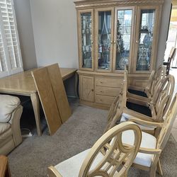 Dining Room Set - Hutch & 6 Chairs, Large Table