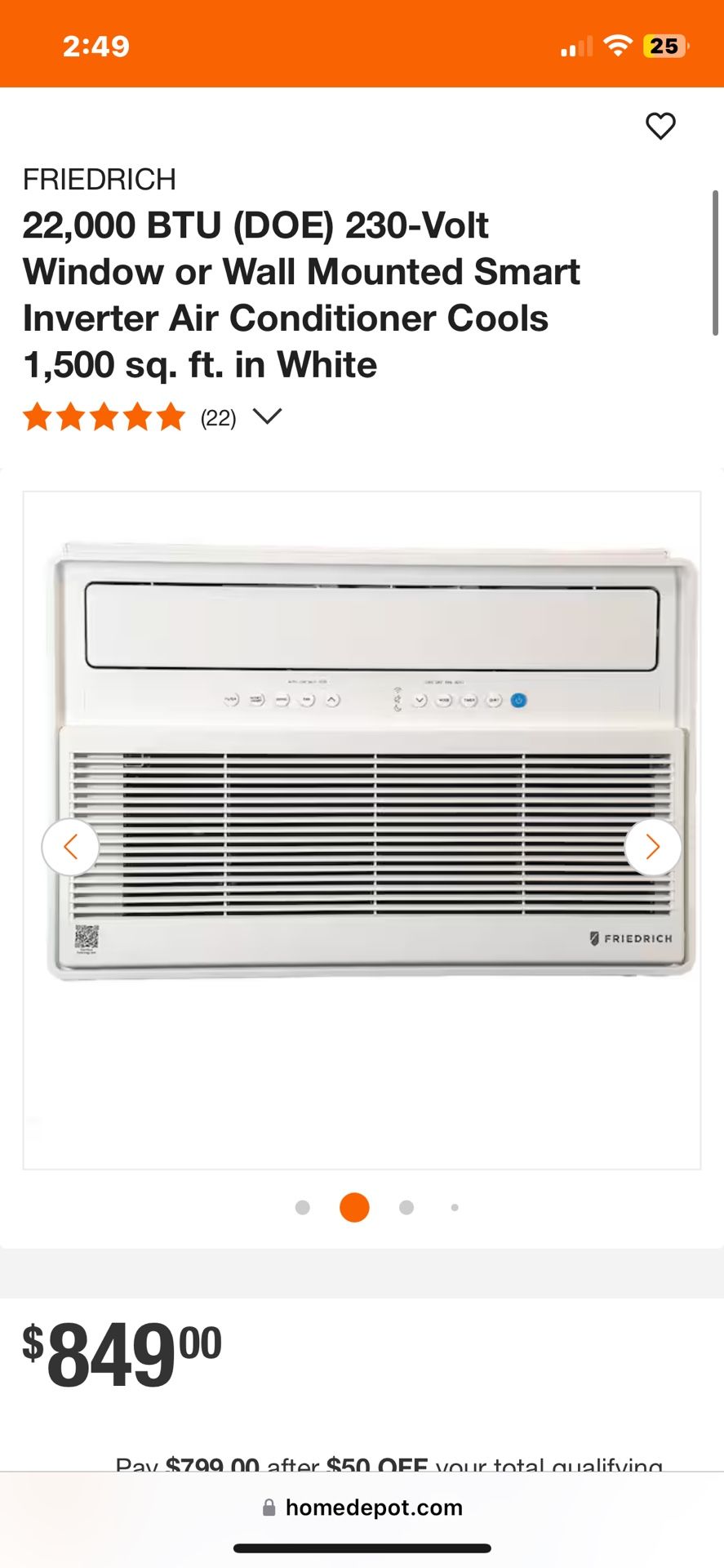 Friedrich 22,000 BTU 230 Volt Air Conditioner