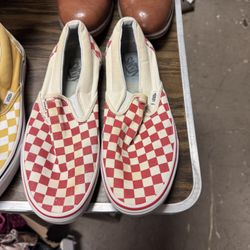 Vans Size 10  30.09 Each Pair OkNe Red Checkers 