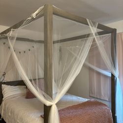 Free! Queen canopy bed. WITH memory foam mattress. 