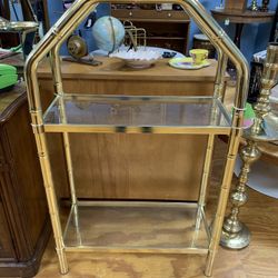 Vintage Brass And Glass Shelving Unit Shelf 