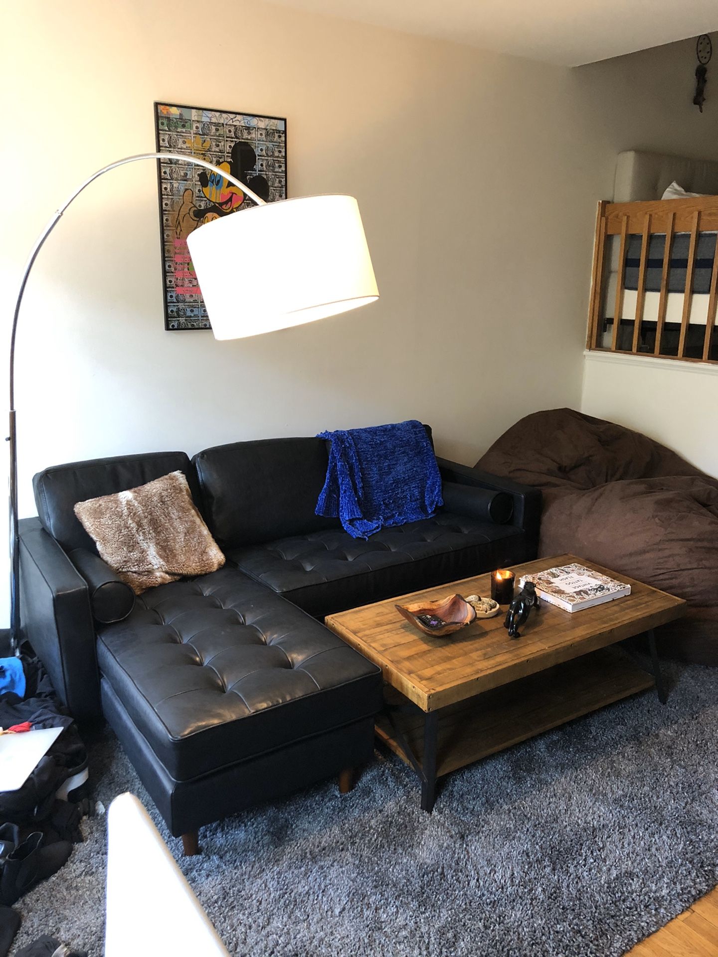 Black leather couch (was $1500)