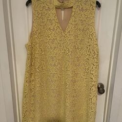 Size 3x yellow lace tank dress with small v-neck 