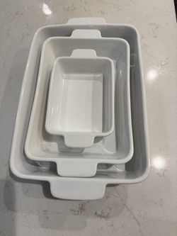 White Ceramic Bakeware Set – 3 Pieces