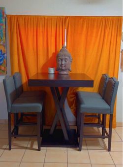 Dining Table + 4 Upholstered Chairs