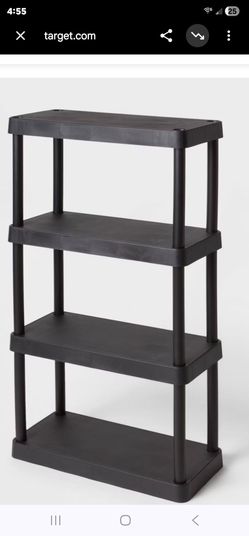 New  4 tier plastic   storage shelves  unit H 55.80" X D 15" X w 27 .5" X 70 lbs Capacity