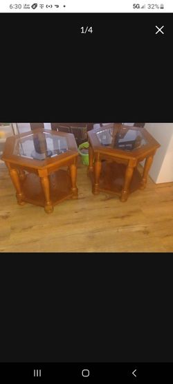 Vintage 2 Hexagonal Side Tables for Living Room