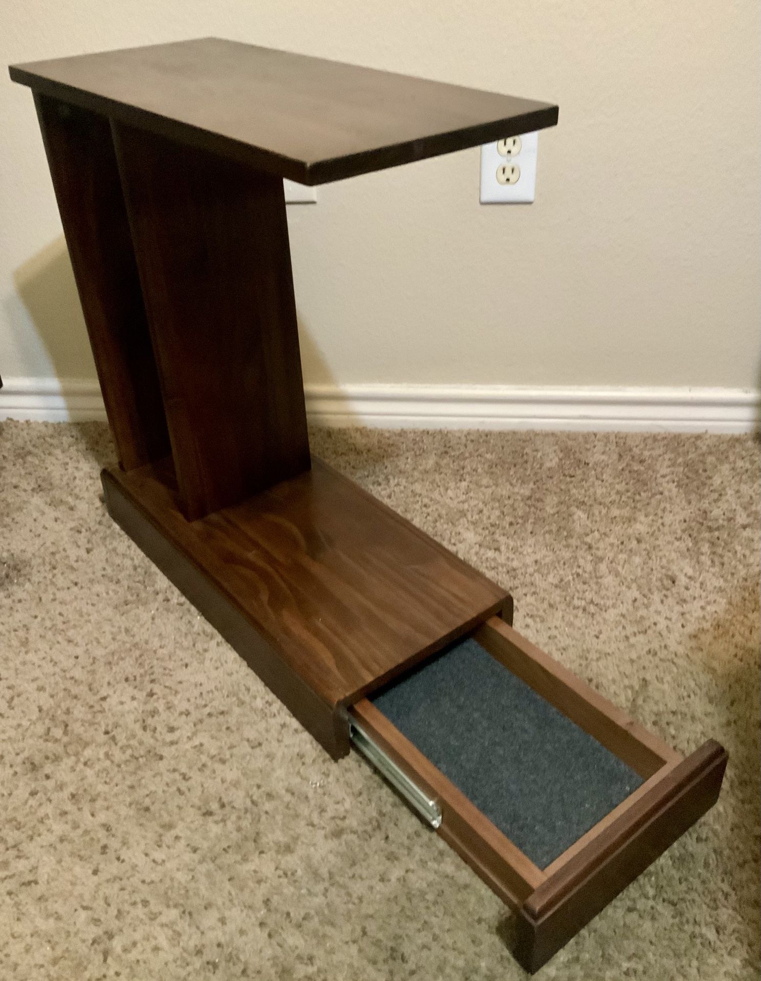 Unique Side Table/Bookshelf with Secret Magnetic Drawer