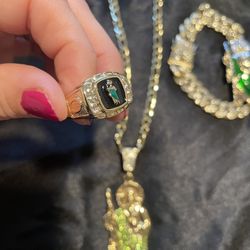 San Judas Saint Set Necklace Ring & Bracelet 