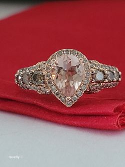 ⛔️RESERVED⛔️$2,948, Le Vian 14K Strawberry Gold Peach Morganite Ring Chocolate Nude Diamonds Size 8