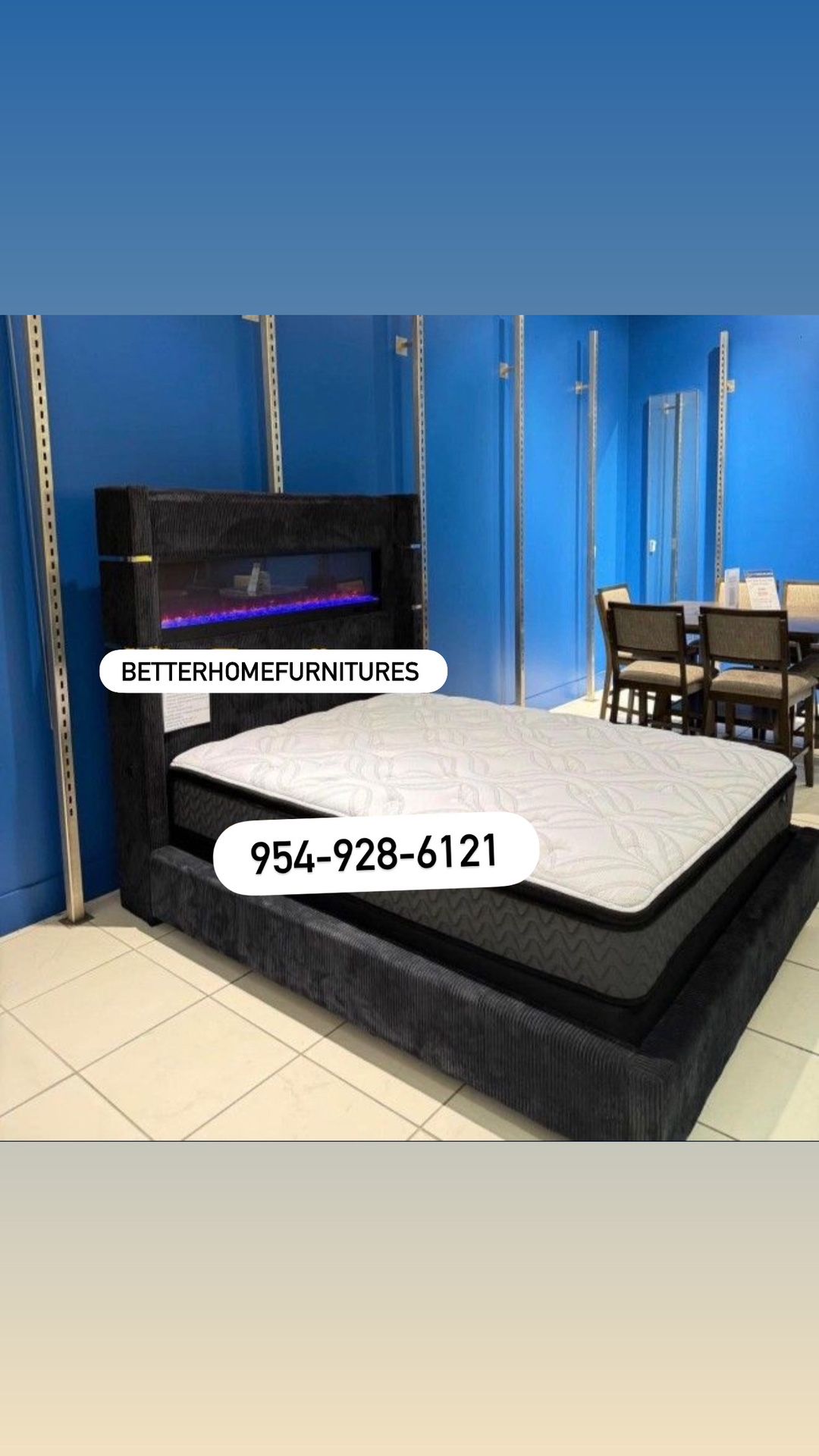 Brand New Bed Frame With Led Flames- Finance Available 