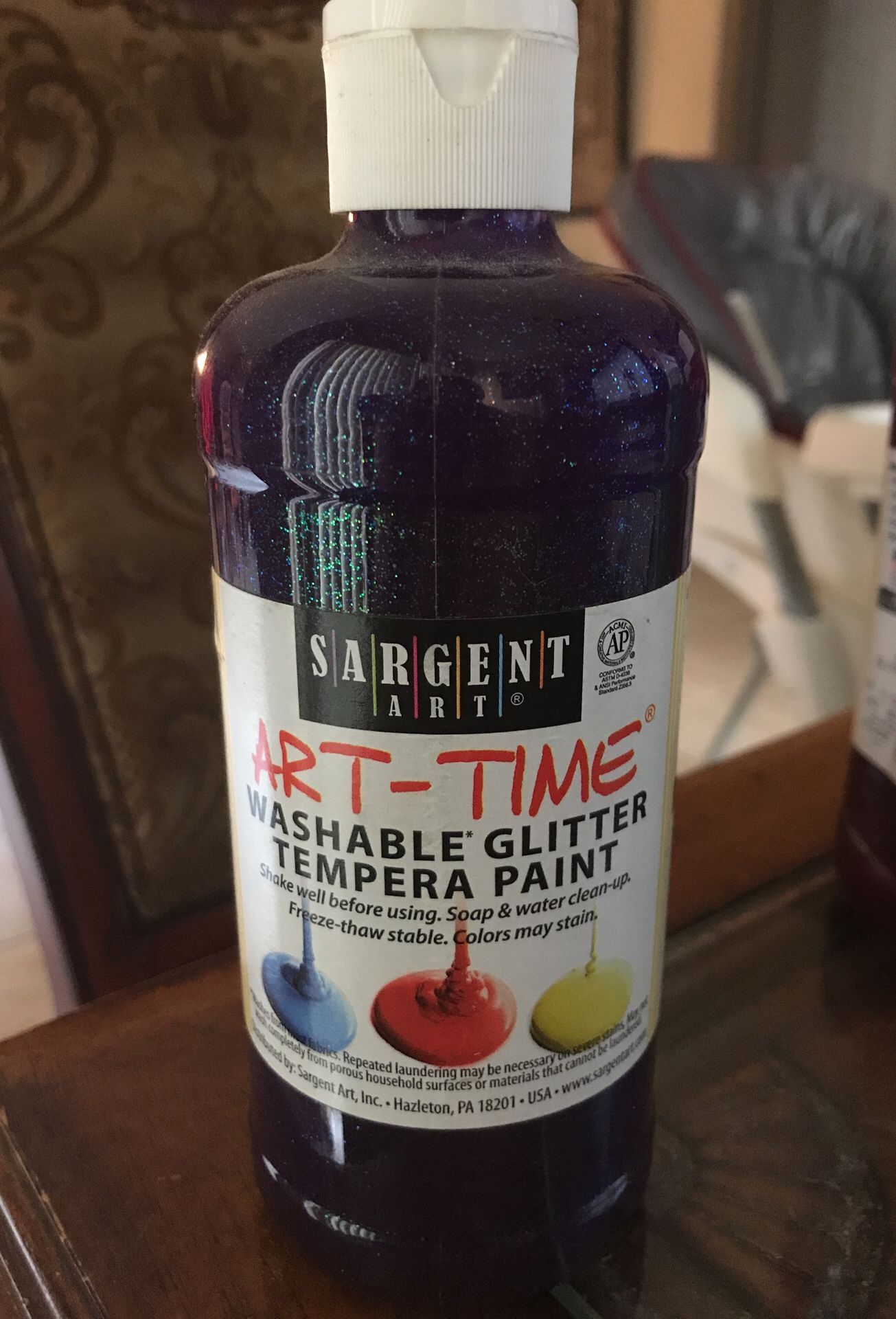 Sargent art art time glitter violet washable glitter tempera paint 16oz bottle