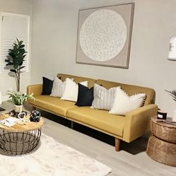 78.5" Mustard Convertible Sofa