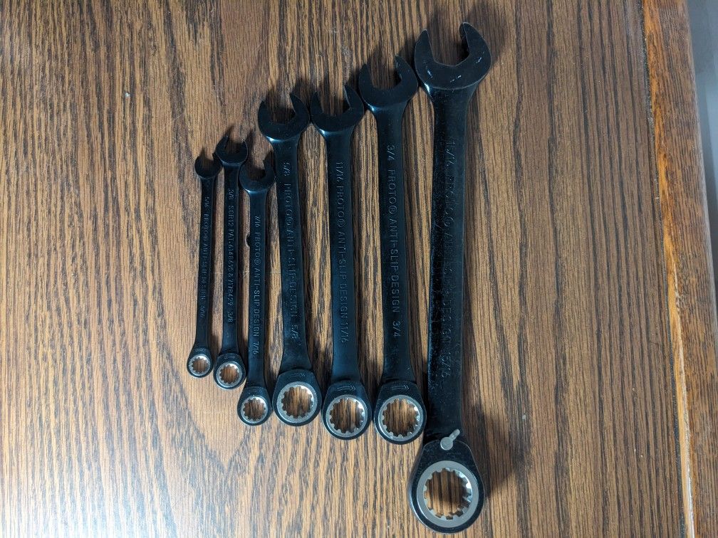 7pc Proto Ratchet Ratcheting Combination Spline Wrench Set Metric SCVM
