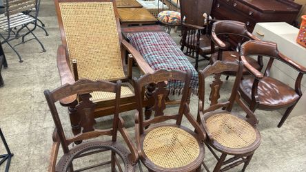 20th  century Victorian Style walnut and Cane chairs