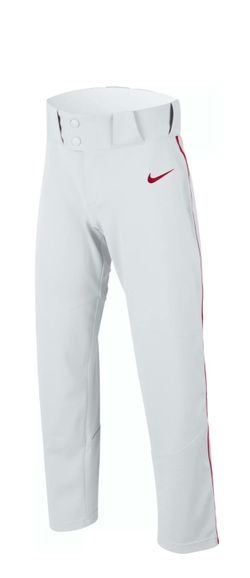 Nike Baseball Pants White with Red Piping