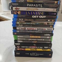 Bluray 4K UHD movies and XBOX ONE games