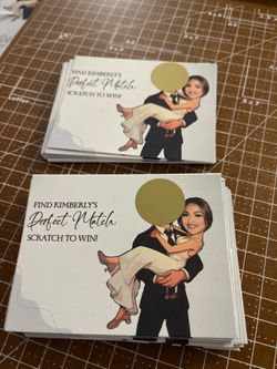 Personalized custom Perfect Match Scratch Off Game Cards  bridal shower or engagement party.