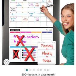 Dry Erase Monthly, Weekly, Daily Magnetic Refrigerator Calendar