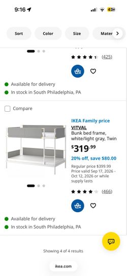 IKEA VITVAL Twin Bunk Bed Frame