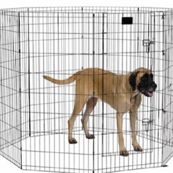 New! 48" Xl Dog Playpen With Walk In Door Folding Shapable Dog Gate Pet Excersice Pen Indoor Outdoor Dog Cage 16 Ft Long Dog Fence