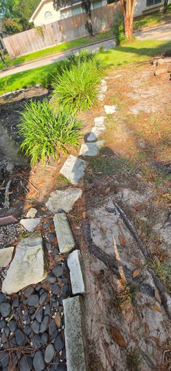 Red, and white garden stone