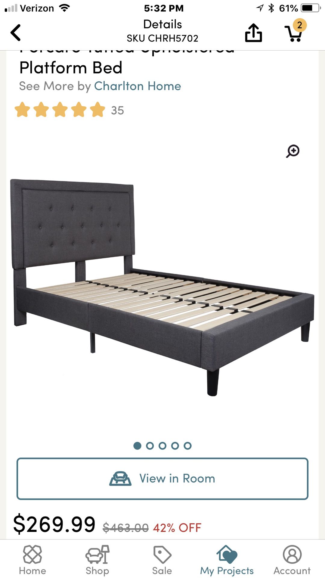 Pacaro upholstered platform bed