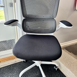 Brand New Black/White Mesh Tall Back Ergonomic Office Chair w/Flip Up Arms & Adjustable Lumbar