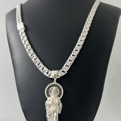 Silver Chino Link Chain With San Judas 