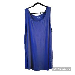 LOGO Sleeveless Tank Navy 3X Slightly Curved Hem 