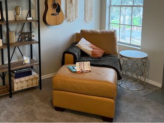 Pottery Barn Cognac Leather Lounge Chaise