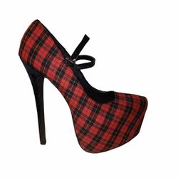 Red And Black Plaid stiletto heels size 8 new