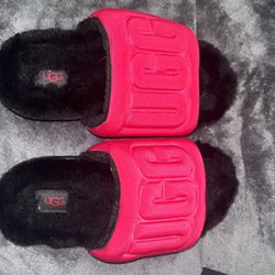Pink And Black UGG Slides