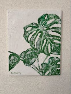 Monstera plant acrylic painting