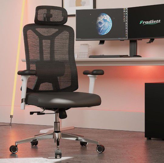 Fradiett Ergonomic Office Chair - High Back Desk Chair with 3D Armrest, Home Office Chair with Headrest, Seat Depth Adjustable Desk Chair