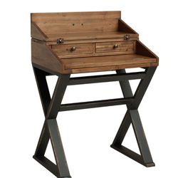 Antique Cognac and Black Wood Secretary Desk