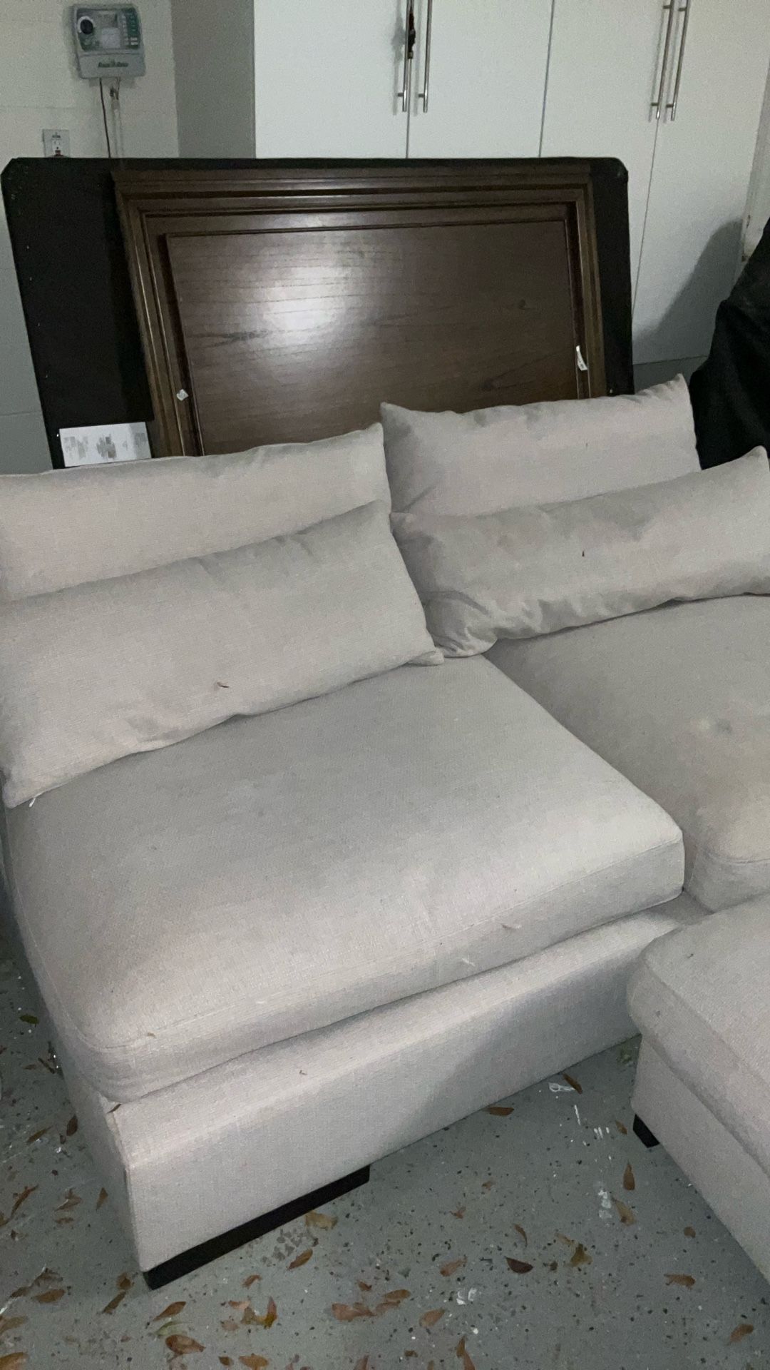 Move in special—Large sectional + Kids mattress frame and bedding + Brand New Curtains (5 Sets, Black, White) + Shower Curtain