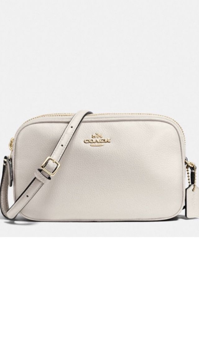 NEW Coach F65988 Crossbody Pouch In Pebble Leather Chalk NWT $175.00